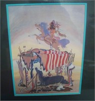 Signed  Woody Crumbo "Burial of Spotted Wolf"