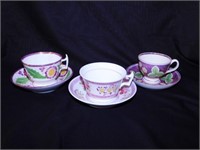 3 antique teacups & saucers