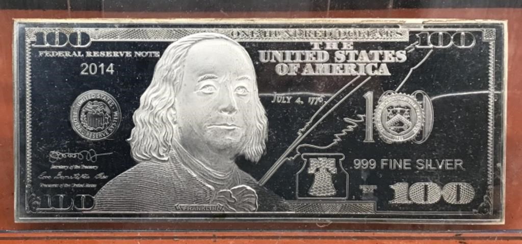 2014 Franklin 1tr.oz .999 fine silver note