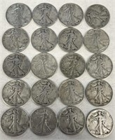 (20) US 1/2 Dollars (Walking Liberty), Silver