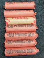 (7) Rolls "S"  Mint Wheat Cents: