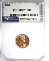 1951 Cent MS67 RD LISTS $1250