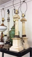 Light lot to include vintage marble base lights,