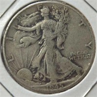 Silver 1945 walking liberty half dollar