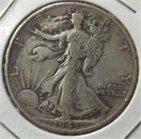 Silver 1943 walking liberty half dollar