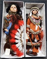 (2) Native American Heirloom Dolls with Stands