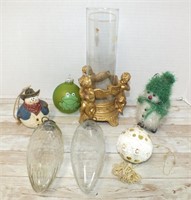 CHERUB CANDLE HOLDER & CHRISTMAS ORNAMENTS