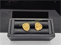 14K YELLOW GOLD NUGGET CUFFLINKS