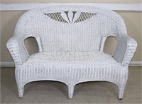 White Wicker Settee