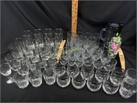 Used women's shoes, glass tumblers, serving tray,