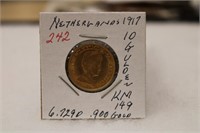 Netherlands 1917 10 Gulden Gold