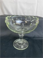 Vgt Indiana Glass Green Tint Tear Drop Compote