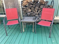 Two Red Chairs & Patio Table