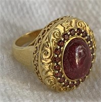 Sterling Silver Ring w/ Ruby & Garnet Gemstones
