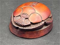 Carved Wood Scarab Beetle Egyptian Paperweight