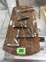 TRAY OF USED POCKET KNIVES