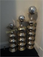 3 Silver chrome floor decoration, tallest is 32"