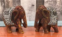 Decorated wooden elephants