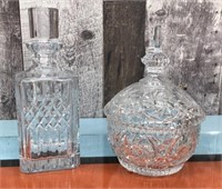 Crystal decanter & candy bowl