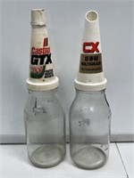 2 x Metric Oil Bottles with Castrol Plastic Tops