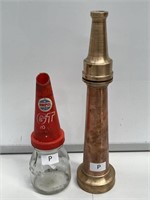 Oil Bottle and Brass Fire Nozzle