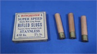 Vintage Box 5 Winchester Rifled 410 Slugs&3 Reg.