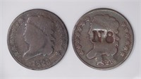 2 - 1825 Half Cents