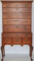 TWO PART 18TH C QUEEN ANNE HIGHBOY, MAPLE WITH