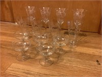 Antique Assorted Crystal wine glasses