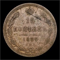 1880 (NF) Russia 15 Kopeks Silver Y# 21a.2 Grades