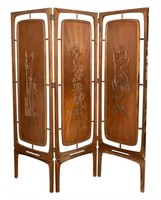 Mid-Century Modern Teak 3-Panel Folding Screen