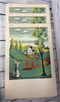 QTY 3 Niton Print of House/Fountain Landscape