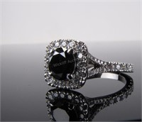 Black and White Diamond Ring, 14K WG, 1CT+