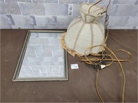 Vintage hanging light ficture and mirror