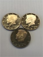 1985-S, 1986-S, 1987-S JFK Proof Halvesx3