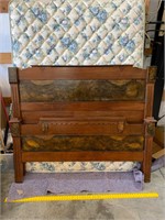 antique burled wood bed and frame