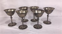 6- Vintage Pairpoint Wine Glasses- Silver