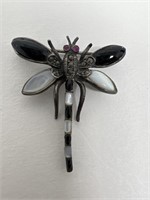 Artist Signed Sterling Dragonfly Brooch: 1.5".