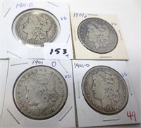 4 - 1901-O Morgan silver dollars