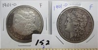 2 - 1901-O Morgan silver dollars