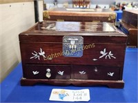 INLAID WOODEN KOREAN MUSICAL JEWELRY BOX WITH LOCK