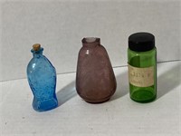 (3) Small Colored Bottles