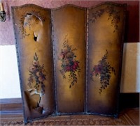 Antique Leather Room Screen