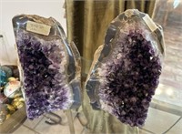 Two Purple Crystal Amethyst Rocks