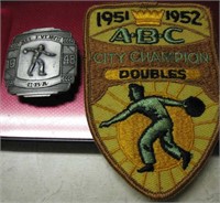 1948 Bowling Belt Buckle & 1951 Award Patch