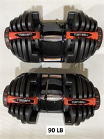 SET OF 90 LBS ADJUSTABLE DUMBBELLS