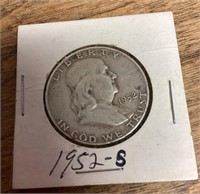 1952 S Franklin silver half dollar