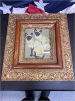 Vintage Siamese Cats Painting Framed