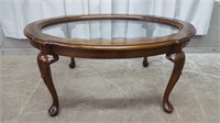 GLASS TOP WITH QUEEN ANNE LEGS COFFEE TABLE