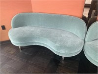 TURQUOISE FABRIC ROUNDED SOFAS 68" X 29" X 30"